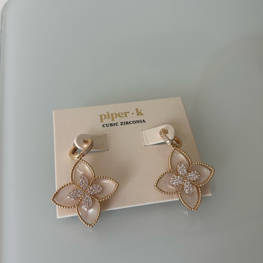 Viral Piper K Clover Gold cubic zirconia Earrings